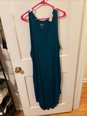 Essentials Deep Teal Sleeveless V-Neck Maxi Dress